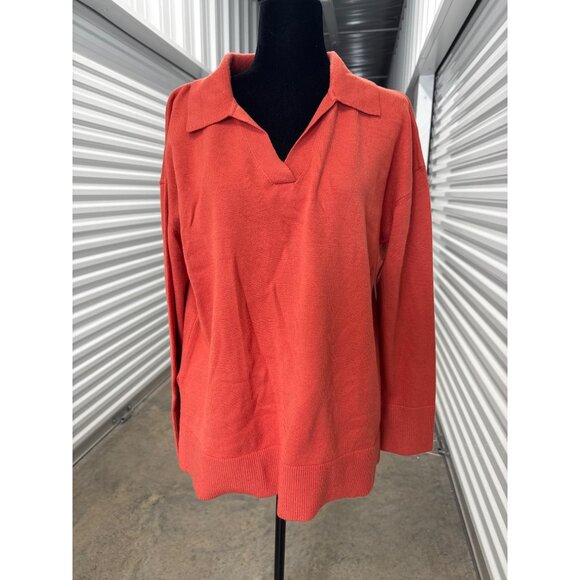 Lillusory Women’s Oversized Vneck Sweater, Burnt Orange,  Small - Picture 1 of 11